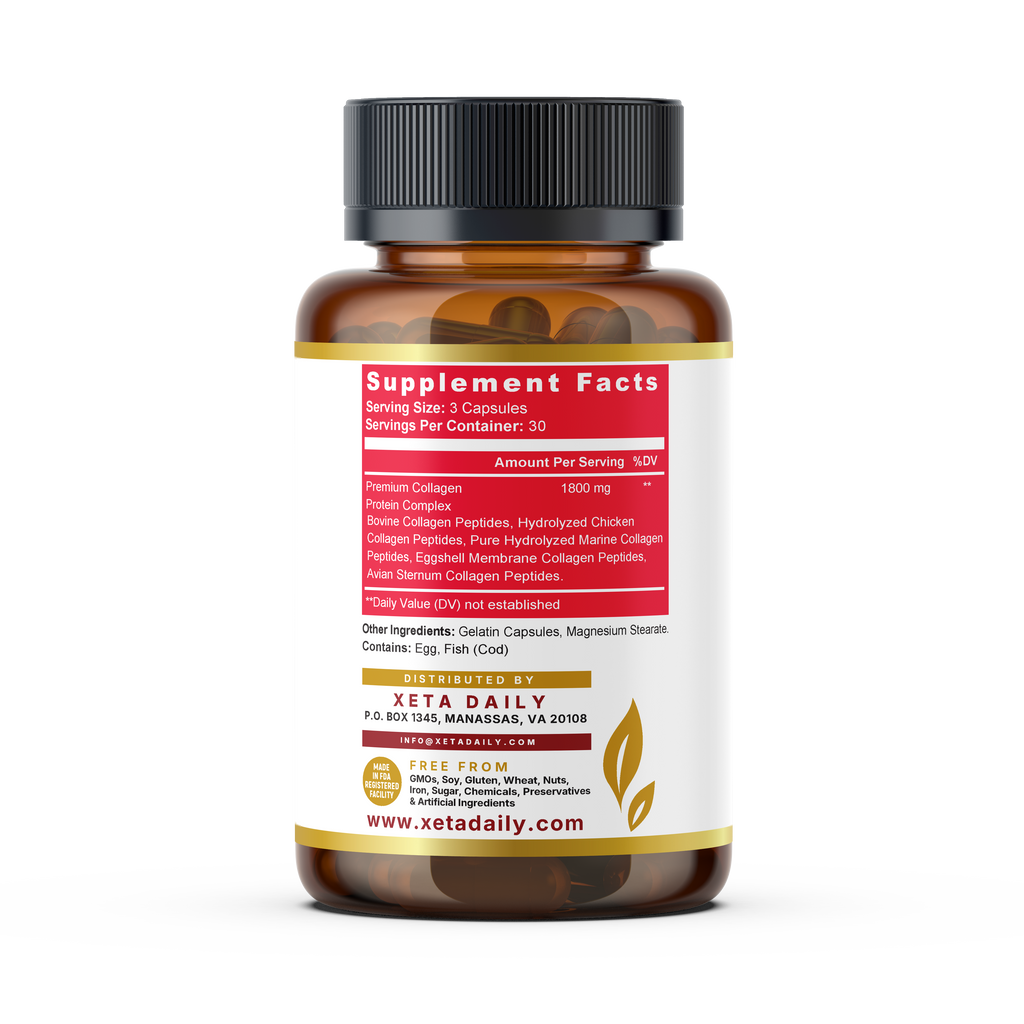 Multi Collagen Complex 1800mg – Skin Elasticity, Hydration & Joint Mobility (90 Capsules)