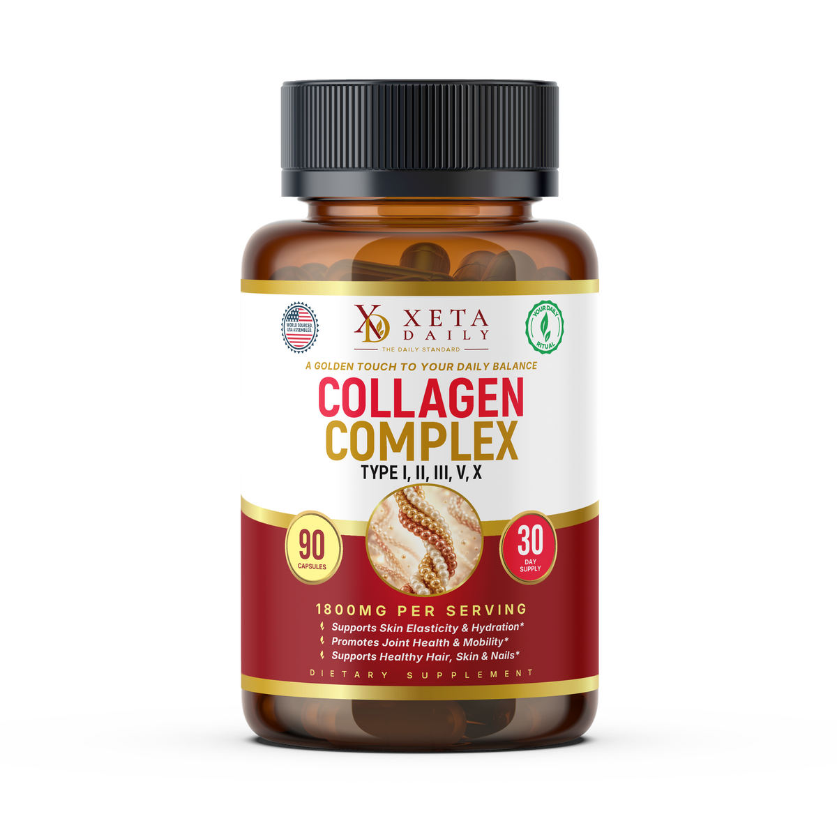 Multi Collagen Complex 1800mg – Skin Elasticity, Hydration & Joint Mobility (90 Capsules)