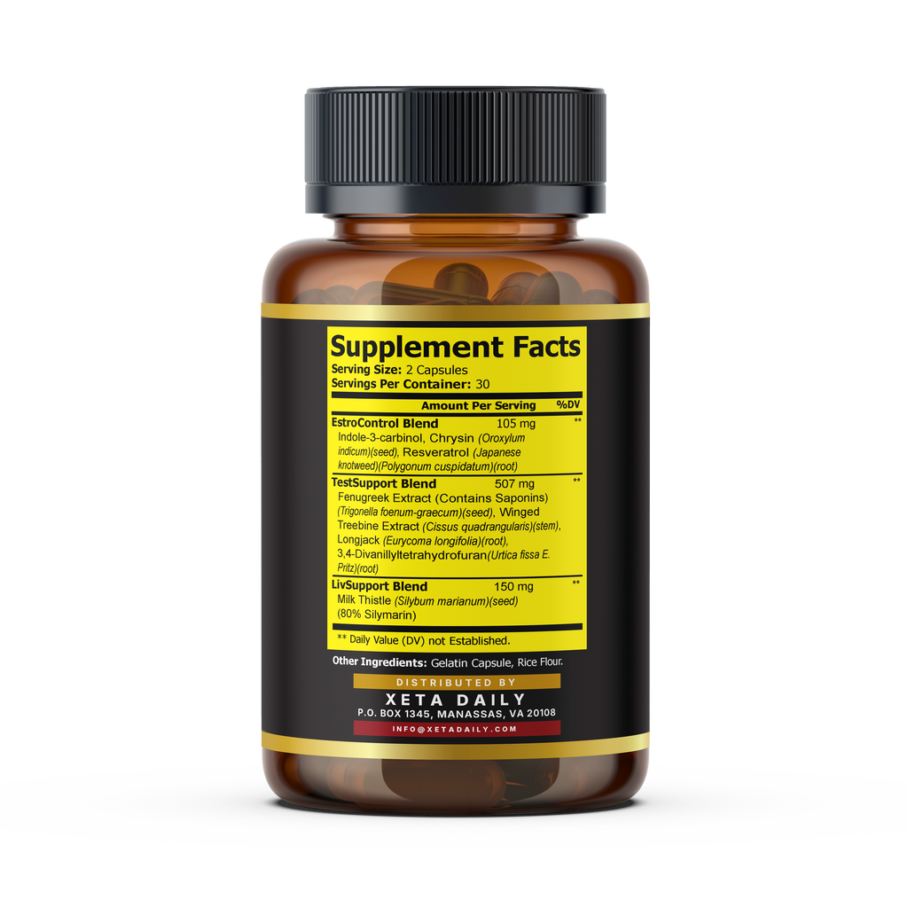 Natural Testosterone Support & Estrogen Balance Men's PCT – High Potency 762mg Liver Recovery Formula