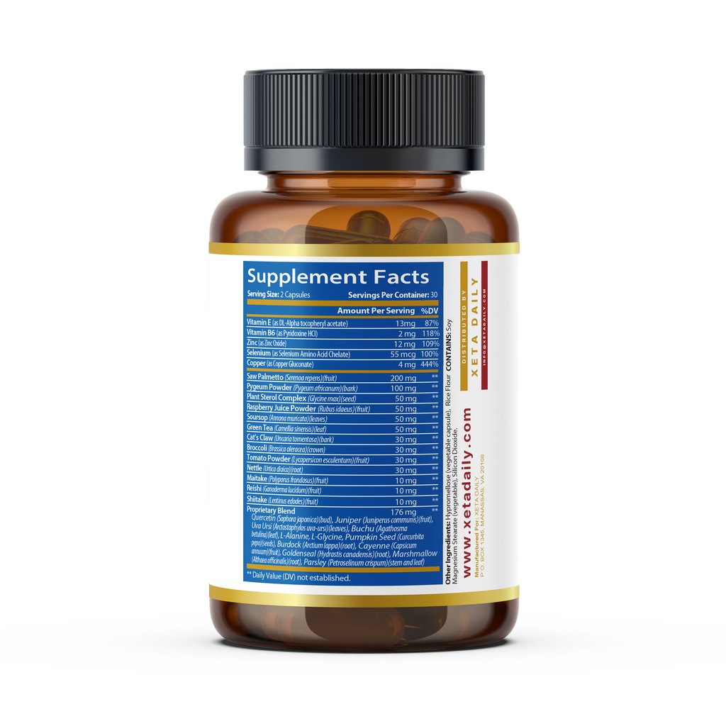 Prostate Formula Support Saw Palmetto Pumpkin Seed Zinc Red Raspberry Supplement  60 Count